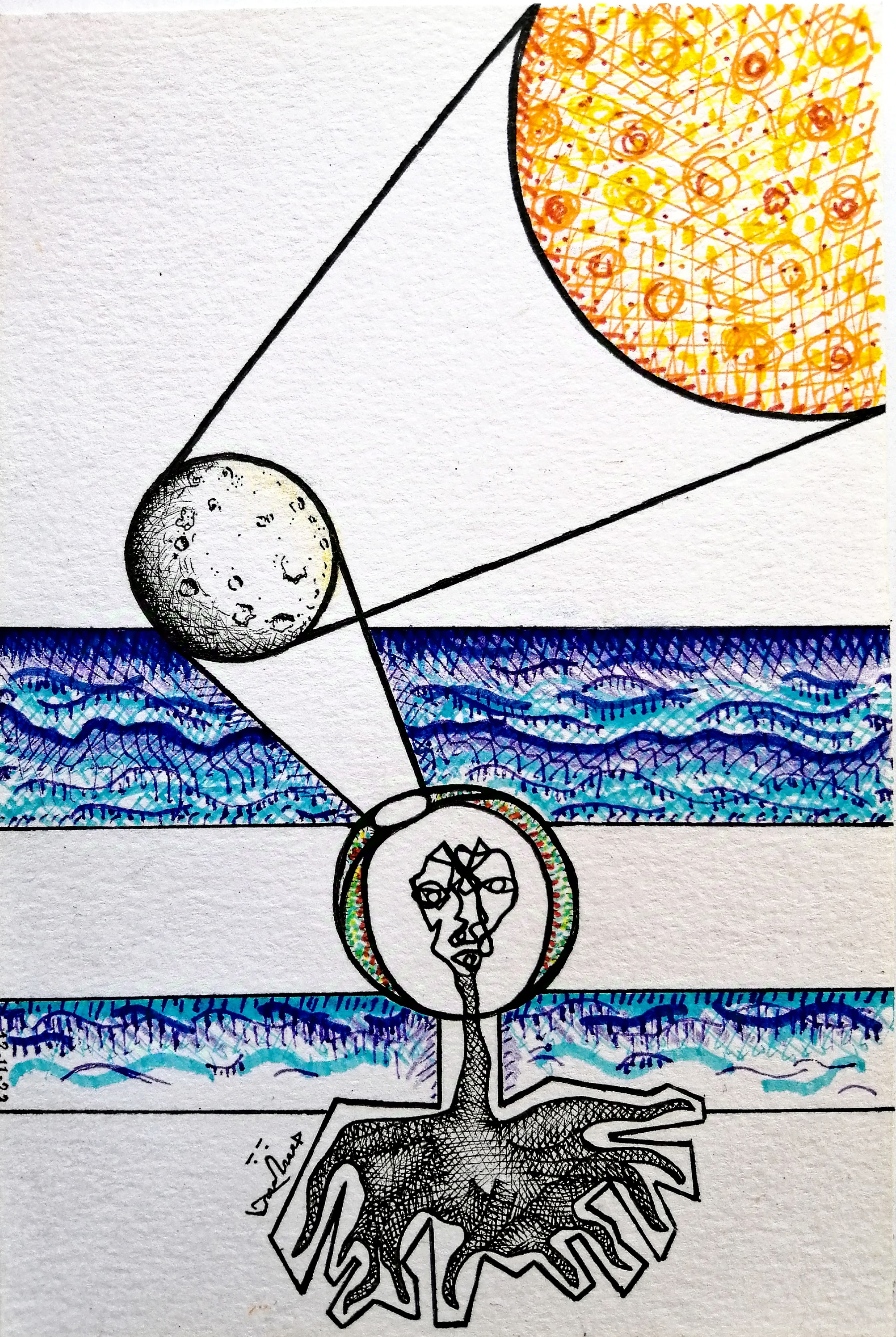 نَحن القمر ونجمُه، وانت مسافر بالفضاء
                            We are the moon and its star, and you are travelling in the space